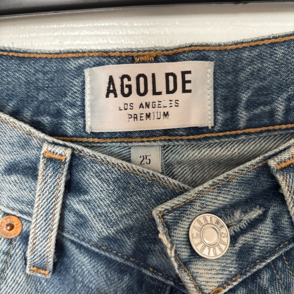 Agolde Blue Straight Leg Jeans Classic Denim - Picture 3 of 5